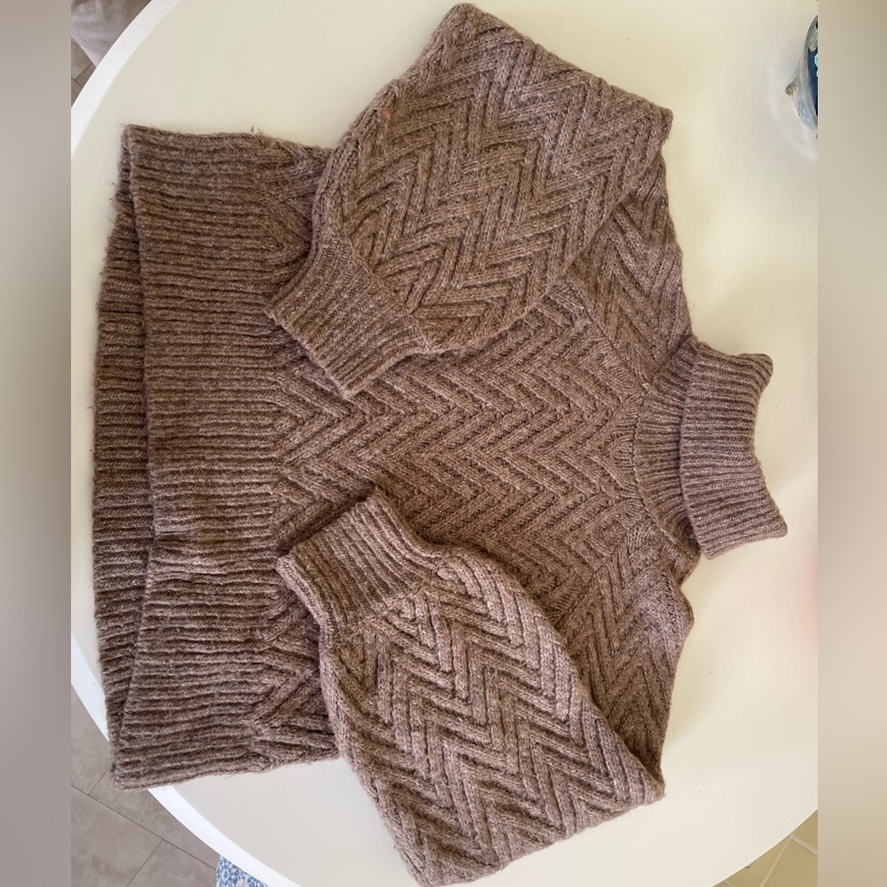 Abercrombie and Fitch ultra cozy thick turtleneck sweater light brown